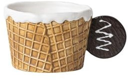 Cute Waffle Biscuit Series Shape Mug Coffee Cups with Handle Breakfast Oat Cup Teacup Dessert Plate Gift for Friends Girls(C)