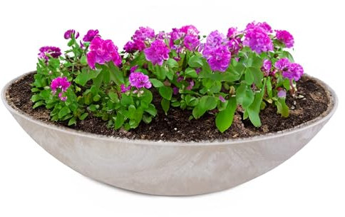 matches21 HOME & HOBBY Grand bac à plantes pour l'extérieur de 45 cm – Beige sable marbré comme bac à fleurs résistant aux intempéries – Coupelle décorative