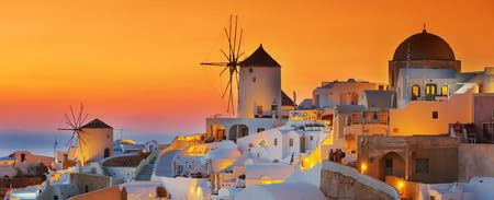 adrium Acryl-Bild 120 x 50 cm: Oia bei Sonnenuntergang, Santorini (78078930)