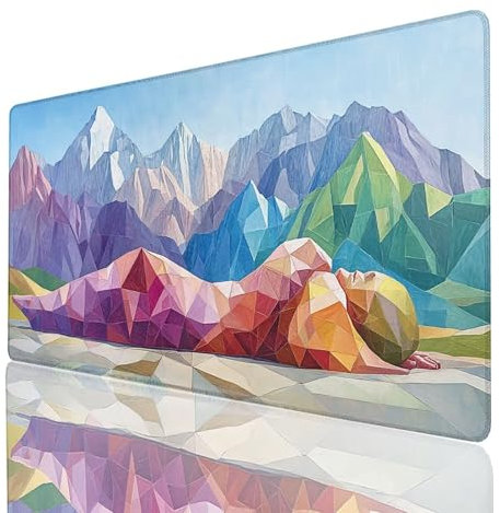 Tapis de Souris XXL 80x40x0.3cm, Grand Tapis Bureau Montagne, Bords Cousus Antidérapant et Imperméable, Abstrait Mouse Pad Compatible Clavier sans Fil et Souris sans Fil, Gaming Accessoire GYL-9535