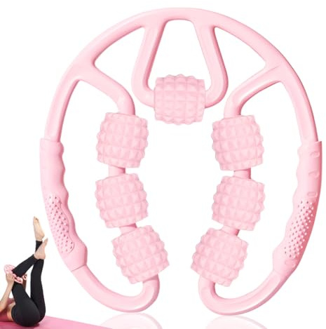 LULUWA Massaggiatore per Gambe in Cellulite, 7 Ruote Rullo per Rilassare la Cellulite Muscolare, Morsetti circolari per gambe per gomiti (Rosa)