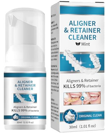 Mnozreo Limpiador De Aparatos Dentales,Tabletas Limpiadoras de Retenedores,Limpiadoras para Dentaduras Postizas,Limpieza de Dentaduras Elimina las Manchas,Blanquear Dentaduras,30ML,1PC