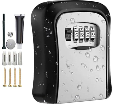 Scatola di conservazione delle chiavi, con 4 cifre per chiavi di casa, cassaforte con codice resettabile per riporre chiavi di ricambio a casa, in garage o