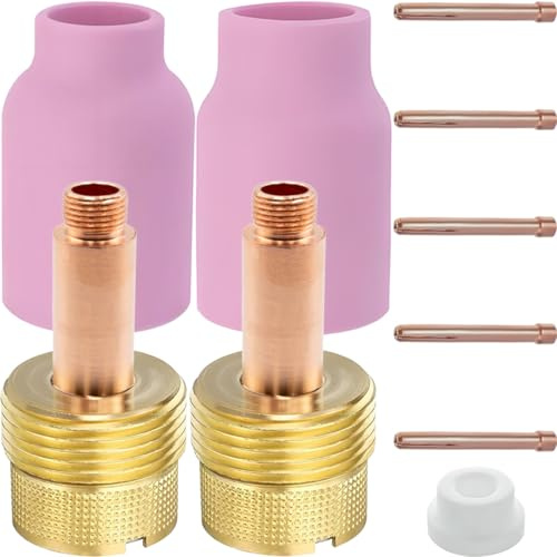 EATBALE Gaslinse 45V64 Spannzange 10N24 Aluminiumoxid-Düse #12#10 Gasdichtung 54N63 für Wig-Schweißbrenner Ersatzteile für SR WP 17 18 26 Schweißpistole Keramik-Becher Spannzangenkörper Zubehörsatz