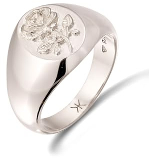 Kuzzoi Herren Silber Ring mit Rosen Motiv 925 Silber eleganter | Siegelring für den Mann in der Ringgröße 60 - 66