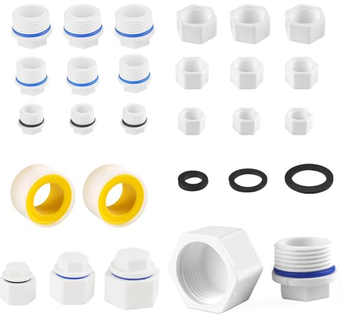 YiJiuBa 24 x blanking plugs, water pipe with seal, blanking plugs, 1 1/2 3/4 inch water pipe, male thread and internal thread, BSP sealing cap for washing machine, dishwasher, water