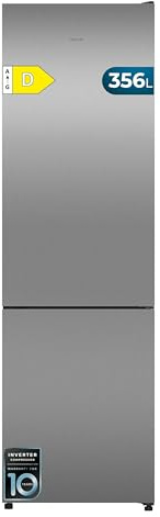 Cecotec Frigorífico Combi 356L Total NoFrost Bolero CoolMarket Combi 356i Inox D. Alto 200cm, Ancho 59,5cm, Fast Freezing, FreshnessFlex HUB, HumidityFlex HUB, Luz LED y Display Interior