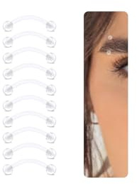 DJCIW Piercing per sopracciglio in bioflex trasparente, 14 G, 16 G, in plastica flessibile, per sopracciglio, labbro, cartilagine, trago e ombelico, ipoallergenico, curvo, gioiello da uomo, 8-18 mm