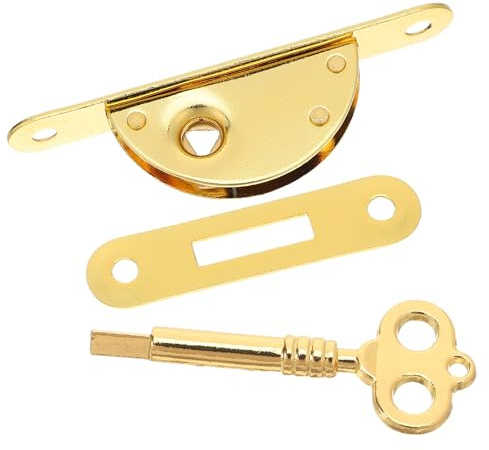 VILLFUL Vintage Jewelry Box Lock Keys Decorative Half-Round Bright Gold Cabinet Lock for Wooden Jewelry Boxes, Drawers and Cupboards
