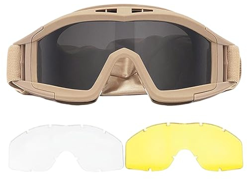 Protection des yeux Airsoft, lunettes Airsoft, lunettes de sécurité réglables, anti-buée avec 3 lentilles interchangeables pour la chasse et le cyclisme