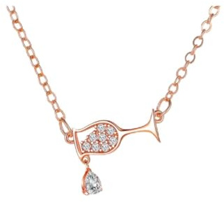 TOYANDONA Rose Gold Goblet Pendant Necklace for Women Zircon Cup Charm, Clavicle Chain Jewelry Suitable for Daily Wear and Giving