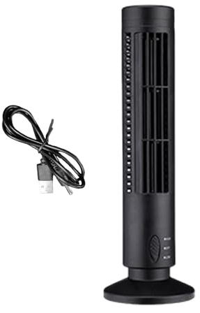 Ventilador de torre de escritorio USB portátil, silencioso, rotación de 90°, solución de refrigeración sin aspas que ofrece una potente para uso en mesa, dormitorio, comodidad de viaje