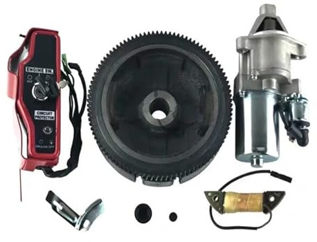 DORFEY Adatto for h0-n-d-a GX340 11HP GX390 13HP Motorino di avviamento con interruttore a chiave e volano Bobina di accensione Kit di avviamento manuale ed elettrico