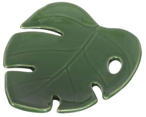 JOINPAYA Plato de Cerámica Grande Forma de Hoja de Monstera, Bandeja para Joyas y Anillos, Organizador Decorativo para Llaves y Collar, Almacenamiento Versátil para Hogar y Tocador