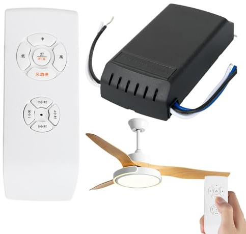 Kit Telecomando Per Ventilatore Da Soffitto: Telecomando Intelligente Con Temporizzazione Wireless, Ventola A 3 Velocità E Controller Della Luce Con Timer | Ricevitore E Ţelecomando Wireless Per