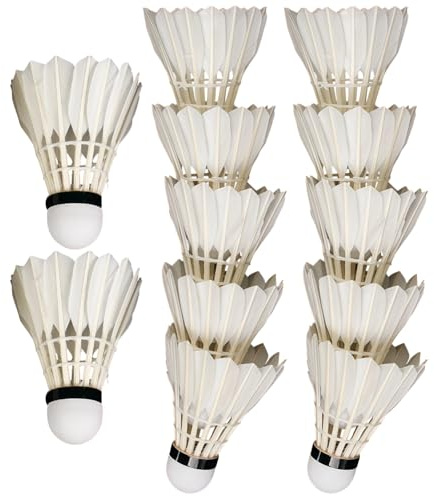 Kronabelle Feder-Badminton-Federbälle, Gänsefeder-Vögel für Indoor-Outdoor-Training und Freizeit, Standardgröße, Präzisionsflug für Übung und professionelle Spiele, 12 Stück