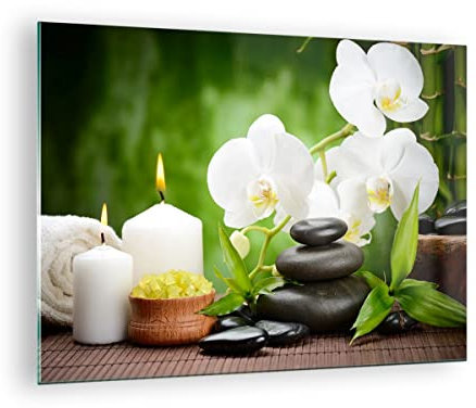 Vidrios decorativos Flor aromaterapia spa Cuadro Sobre Vidrio Moderno 70x50cm Decoracion Salon Dormitorio Cocina Cuadros Pared Impresiones Impresión en Cristal Wall Art Prints Decor GAA70x50-2718