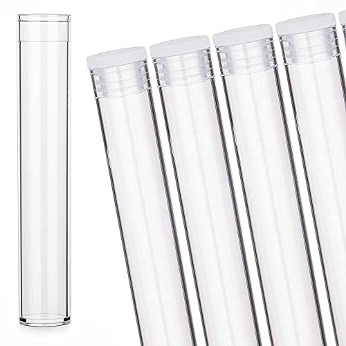 Tuuters 100 Stück Kunststoff Reagenzgläser mit Lamelle 95 x Ø17mm Röhrchen | 12ml Füllvolumen, 9,5cm hoch und 1,7cm breit, Kunststoffröhrchen mit Plastik Verschluss für Geschenke, Blumen und Samen