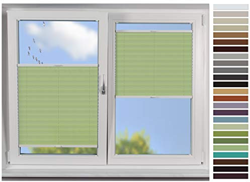 EFIXS Plissee Tag auf Maß, Breite bis 120 cm, Höhe bis 220 cm, Hier: Breite bis 090 cm, Höhe bis 220 cm, Typ: Crepe, Stofffarbe: lindgruen (BS021), Modell: COVS2, Maßanfertigung