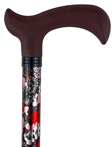 Bastón muletilla aluminio extensible flores rojas
