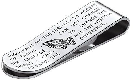 FaithHeart Pinza Hombre para Billetes Tarjetas Acero Inoxidable 316L Clip de Dinero Metal Accesorio Equipaje Pinza Religiosa Biblia Mano de Oración