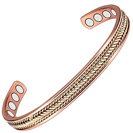 EnerMagiX 6.5'' Braided Tri Tone Magnetic Copper Bracelets for Women or Men, Copper Cuff Bangle, Valentine's Day Gift