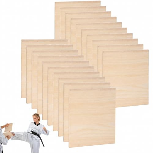 Veemoon 20Pcs Taekwondo Breaking Boards for Kids & Adults, Natural Wood Karate Breaking Boards for Belt Test Training Martial Arts Punching Planks (10x 3mm & 10x 6mm)