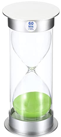 PATIKIL 60 Minuti Sabbia Timer, Sabbioso Orologio Con Plastica Copertura Conteggio Rovescia Sabbia Vetro per Giochi, Cucina, Festa Bomboniere Fai da Te Decorazione, Verde Sabbia