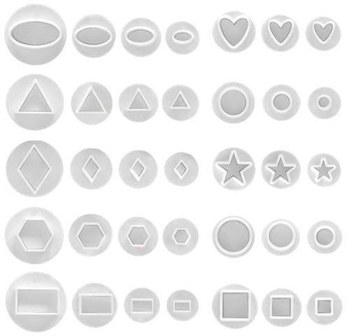 Rebanky 35 Pezzi Stampi a Stantuffo Torta Fondente Torta Fondente Set Stampi per Pasta per Stella, Cuore, Rombo, Triangolo, Cerchio Stampini per Biscotti Attrezzi Pasta per Decorare Torte e Dolci