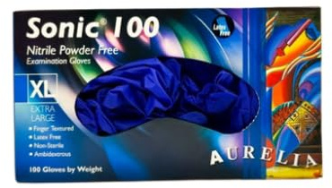 Nitrile Powder Free 100 Blue Exam Medical Gloves, Latex free, Non-Sterile, Finger Texture (Extra Large)