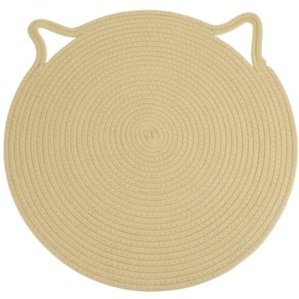 CAPASTEC klösmatta för katter, klösmatta av bomullsrep, horisontell rund klösmatta för katter, möbelskydd för katter, beige 50 cm