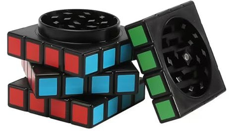 Grinder Juego de molinillo de polen triturar hierbas, Cube Grinder, Molinillo de hierbas, accesorios de especias, Adecuado para hierbas, flores, especias con raspador, Multicolor, 60 mm