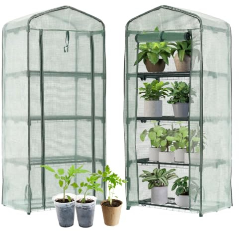 Gewächshaus mit Regalen 160 cm Tomatenhaus Treibhaus Frühbeet Foliengewächshaus