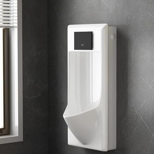 Orinatoio intelligente da parete per uomo, design in ceramica commerciale, ideale per bagni, dormitori, hotel, bar e garage (grigio), soluzione efficiente e igienica