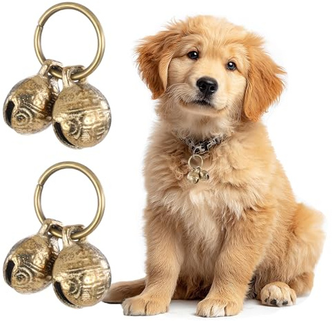 4 PCS Copper Bell for Dog Collar, Large Brass Dog Bells to Go Outside Extra Loud Collar Bell for Pet Tracking Anti Lost Training Pets Pendant Accessories Anti Theft Bells for Little Dogs & Cats