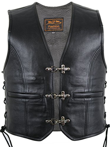MDM - Chaleco de piel de moto - interior y exterior de piel auténtica (2XL)