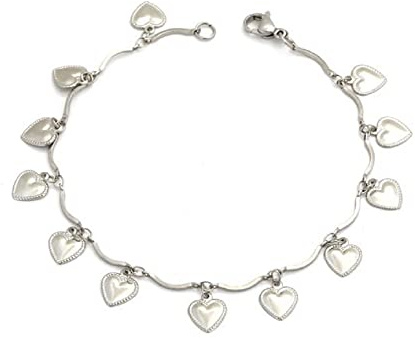 Bungsa Bettelarmband mit Herzen aus 316L Edelstahl