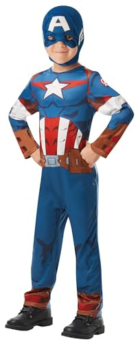 Rubie's 640832S Marvel Avengers Captain America klassisk barnkostym, pojkar, 3–4 år, World Book Day Halloween