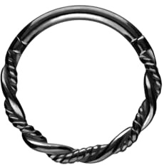 PIERCINGLINE Piercing Ring Chirurgenstahl Segmentring Clicker DOPPELT GEDREHT - Roségoldfarben, Schwarz, Goldfarben, Silberfarben