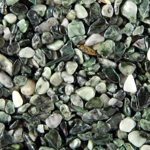 Terralith Steinteppich Marmor Komplett-Set für 1qm - Körnung: mittel - 4-6mm mit Polyurethan Bindemittel - für Außen in grün (jade)