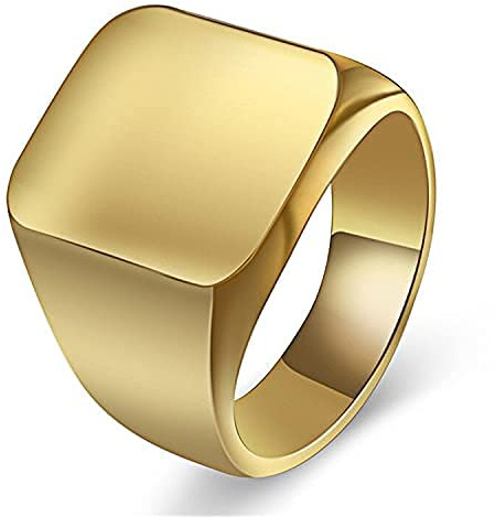 Yifnny Goldring, Siegelring Biker Ringe Goldring Herren Massiv Poliert Edelstahl Daumenring für Männer Glänzende Ziehfingerringe Größe 7-10 (Gold, 9)