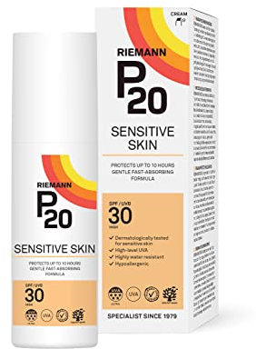 RIEMANN P20 SPF30 Sensitive Sun Cream 100ml, High Level UVA Protection for up to 10 Hours, Allergy Certification, Water Resistant, Durable & Long Lasting, Sweat Resistant