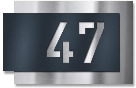 Metzler Individuelle Hausnummer aus Edelstahl - Hausnummernschild in Anthrazit RAL 7016 - Türschild mit ausgelaserter Hausnummer - Kratzfest und Robust - Made in Germany - 3D Effekt