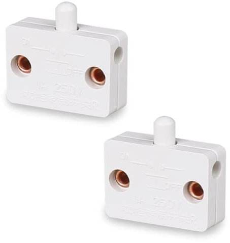 2 Pack Cupboard Door Switch 1A 250V Cupboard Light Control Switch Auto Control Push to Break Light for All Kinds of Cabinet Doors (white)