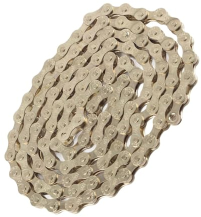 Dilwe Fahrradkette, 116 Glieder Fahrradkette Universal Single Speed ??Hochfeste Mountainbike-Umwerferkette(Gold) and Spare Parts