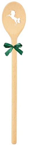 teemando® kräftiger Marken-Kochlöffel aus Holz, extra stabil mit Motiv Einhorn und Schleife, Handmade aus Deutschland, Grillen, Kochen, Familie, Geschenkidee, Weihnachten