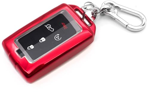 INFIPAR Fit for Jeep Wagoneer L Grand Cherokee L TPU Key Fob Remote Cover Case Shell Glove Pouch Holder Protector Keyless Entry Sleeve Accessory, Red