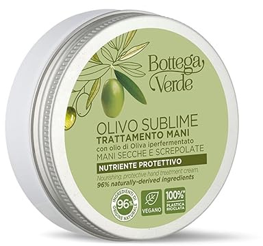 Bottega Verde - Crema Mani Olivo Sublime, 50 ml, Nutriente Protettiva, con Olio di Oliva Biologico, Trattamento Intensivo per Pelle Secca e Screpolata