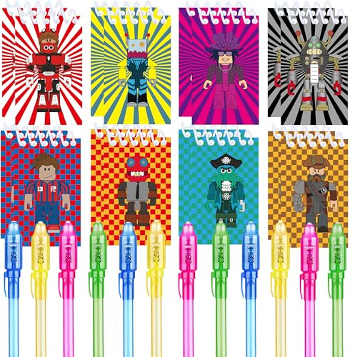 BAJEKO 24-teilige Robot Blocks Party Geschenke, 12 UV unsichtbar und 12 Robot Blocks Notizbuch, Robot Blocks Geburtstag Geschenke für Kinder