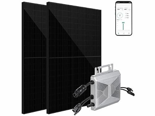 revolt Photovoltaik Balkon: 820W (2x410W) MPPT-Balkon-Solaranlage + 800W On-Grid-Wechselrichter (Mikroinverter, Solar-Anlage, Balkonkraft)